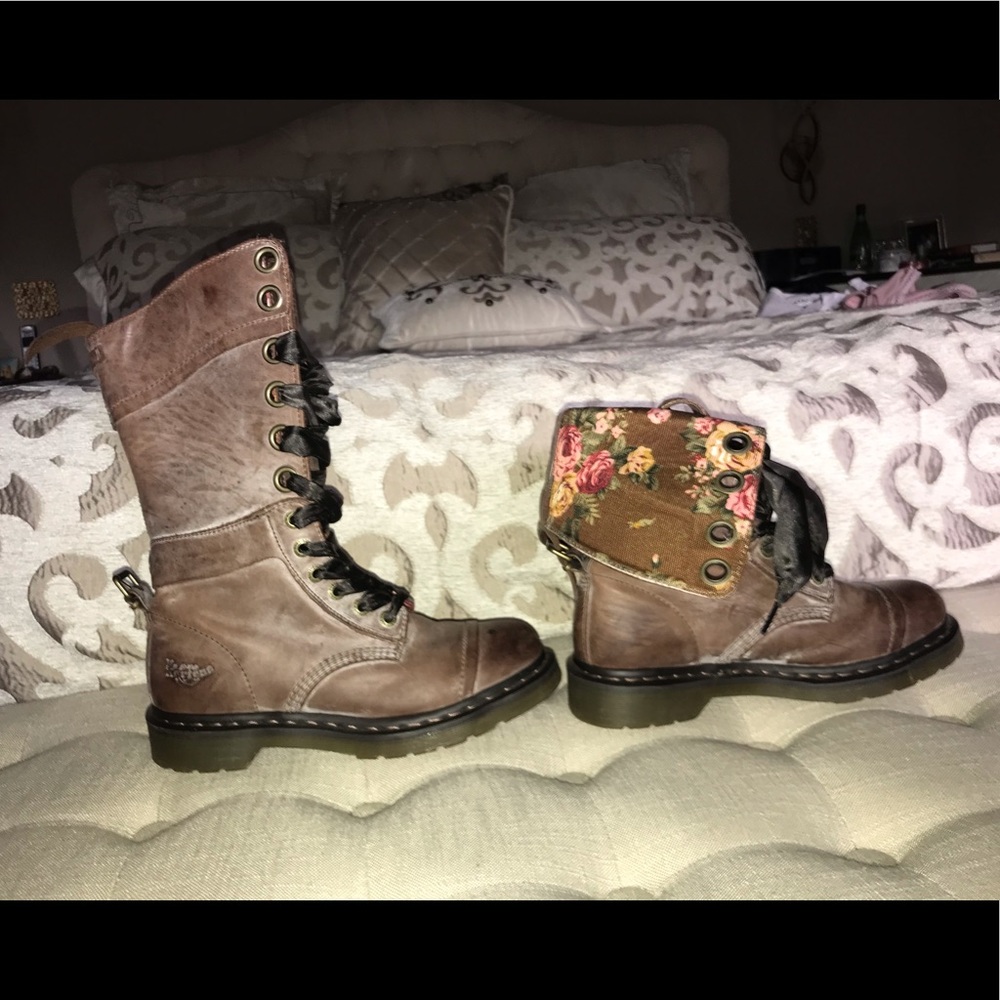 Doc Marten Brown Floral High Top Boots